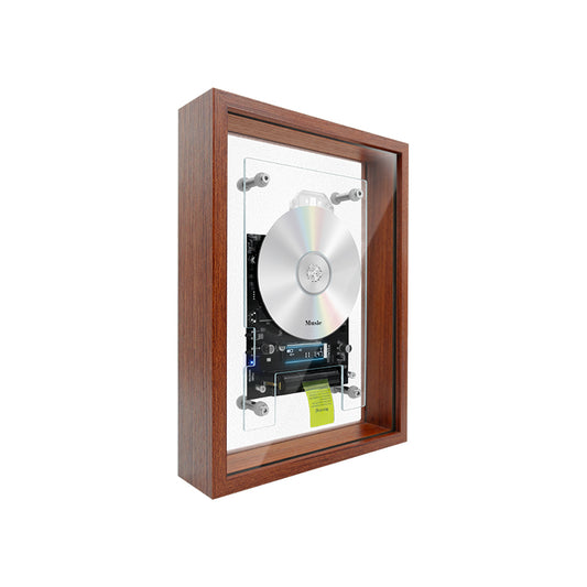 Soul Mate BT CD Player | Wall-Mount Playable Artwork, Cabin-Style Wood Frame | Rechargeable Hi-Fi Audio Vintage Home Decor | Requires External Speakers, CD not included