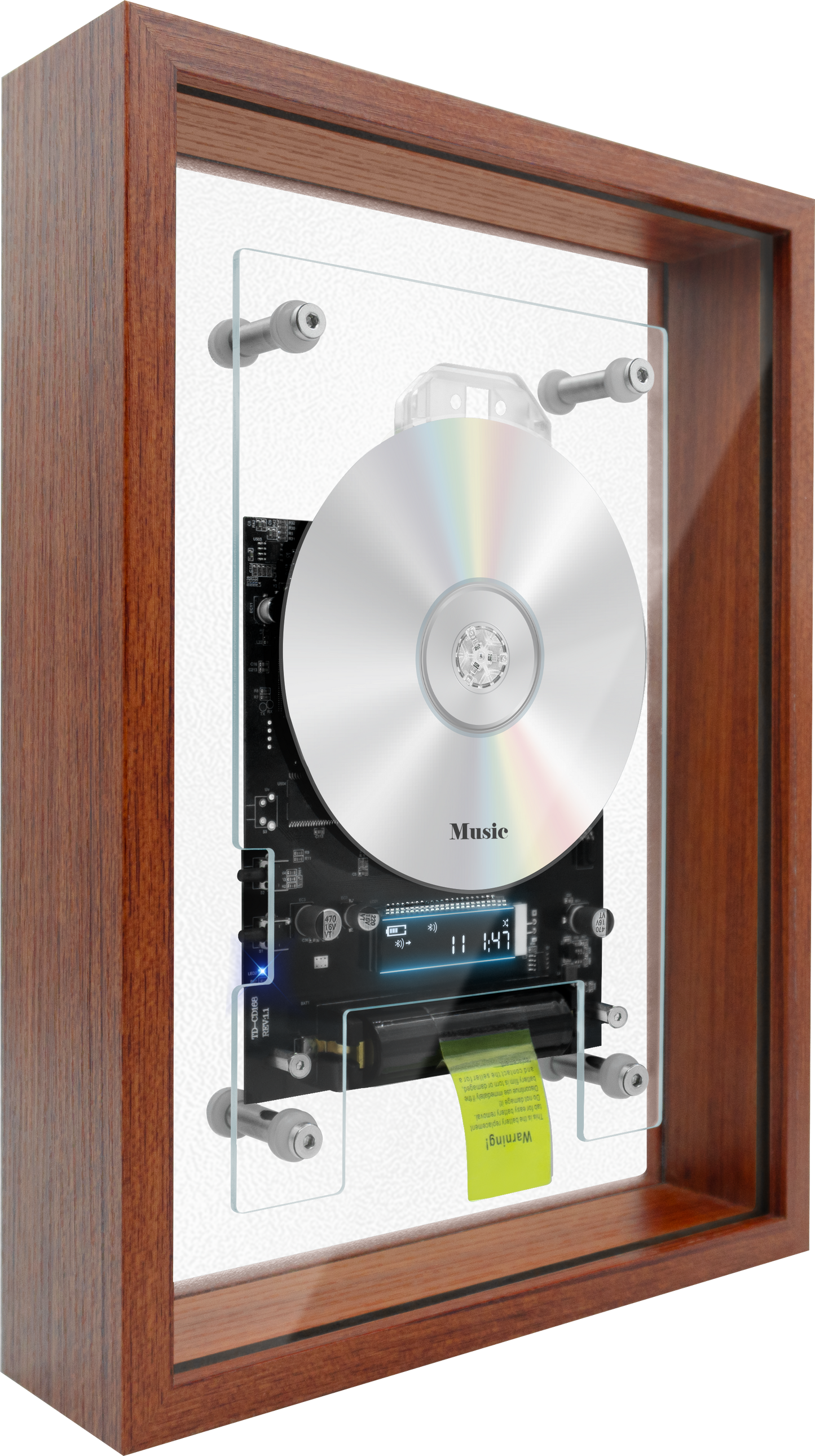 Vibe Booster BT CD Player | Rechargeable Hi-Fi Sound | Retro Wooden Decor for Backyard BBQ, Patio & Outdoor Camping | Requires External Speakers, CD not included