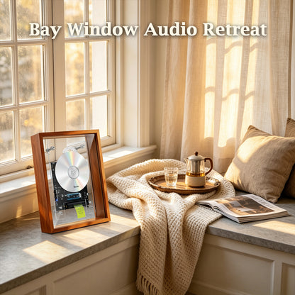 Statement Decor BT CD Player | Stunning Aesthetic Hi-Fi Audio | Rechargeable Retro Wood Accent for Home, Bedroom, Dining Room & Coffee Shop | Requires External Speakers, CD not included