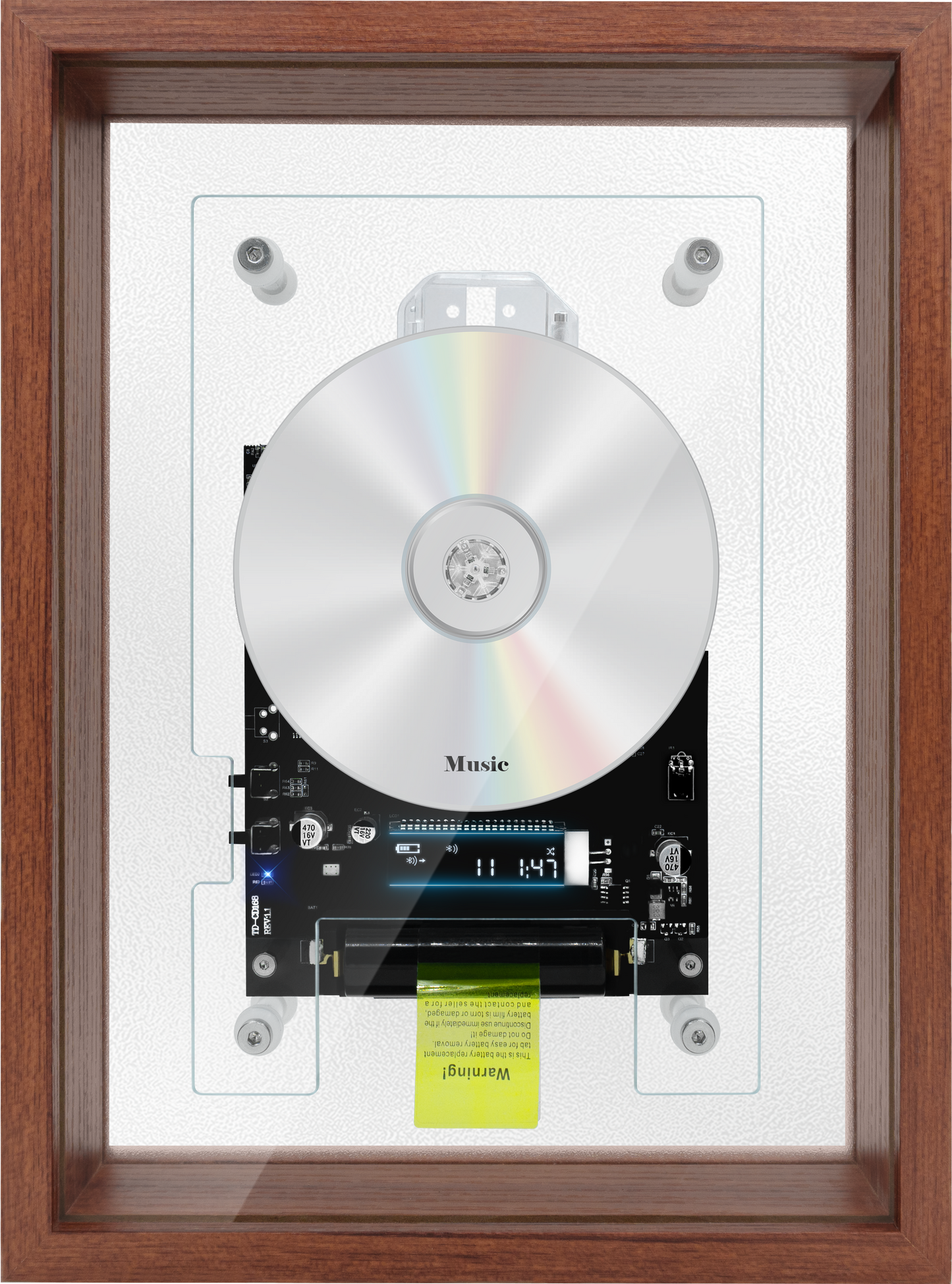 Vibe Booster BT CD Player | Rechargeable Hi-Fi Sound | Retro Wooden Decor for Backyard BBQ, Patio & Outdoor Camping | Requires External Speakers, CD not included