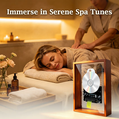 Spa Relaxation BT CD Player | Rechargeable Hi-Fi Calming Audio | Warm Wood Vintage Decor for Bedroom & At-Home Spa | Requires External Speakers, CD not included