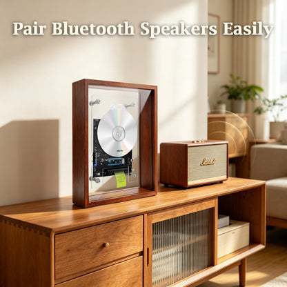 Statement Decor BT CD Player | Stunning Aesthetic Hi-Fi Audio | Rechargeable Retro Wood Accent for Home, Bedroom, Dining Room & Coffee Shop | Requires External Speakers, CD not included